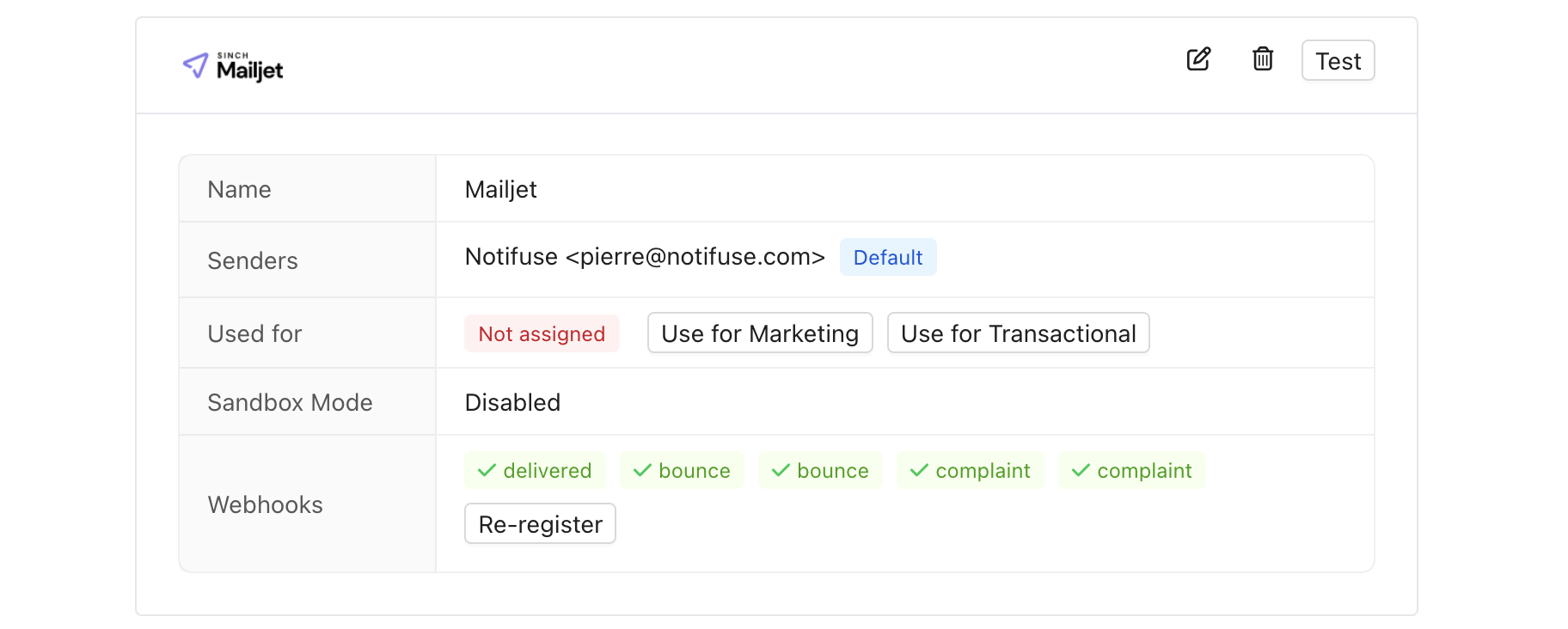 Mailjet Settings