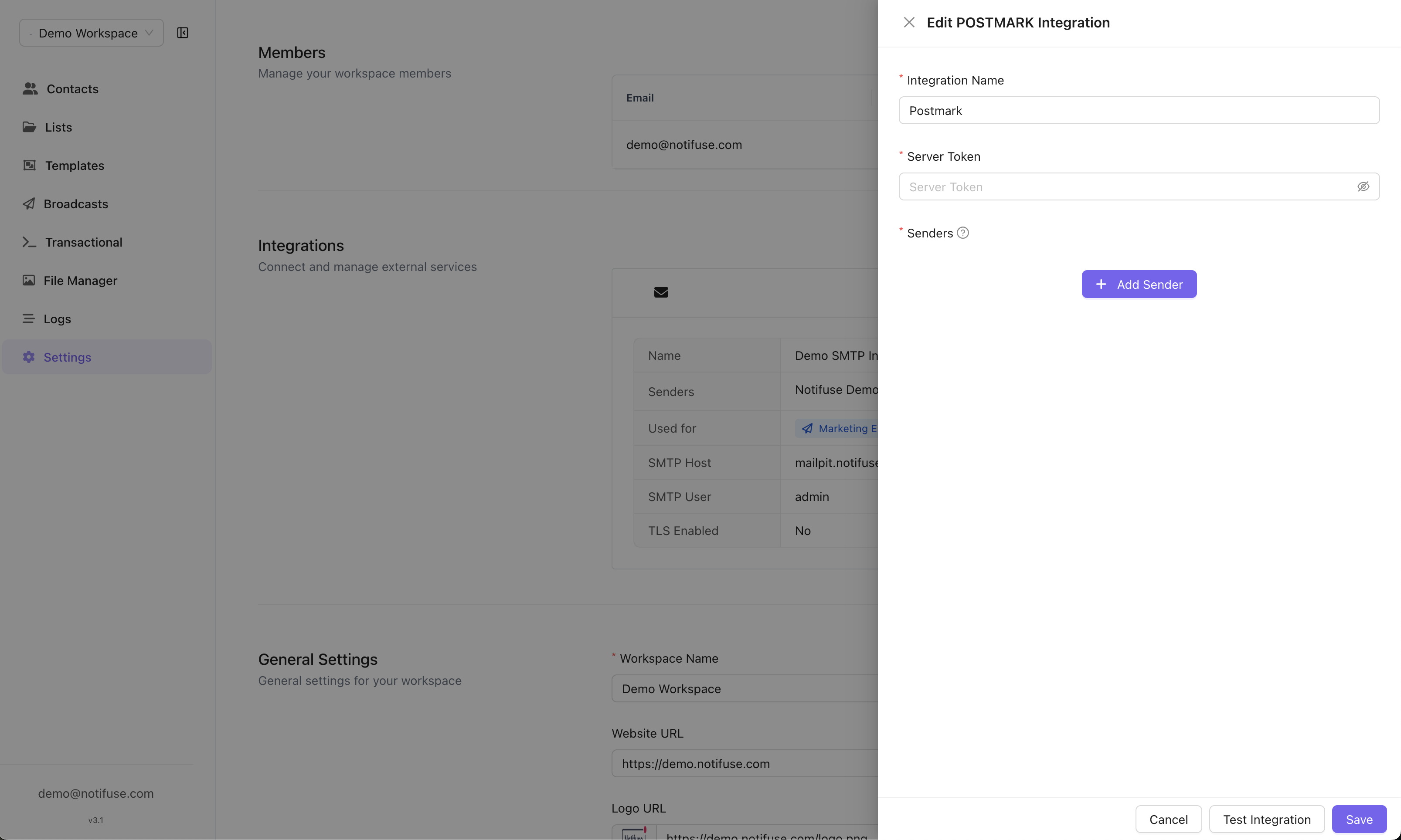 Postmark Integration Form