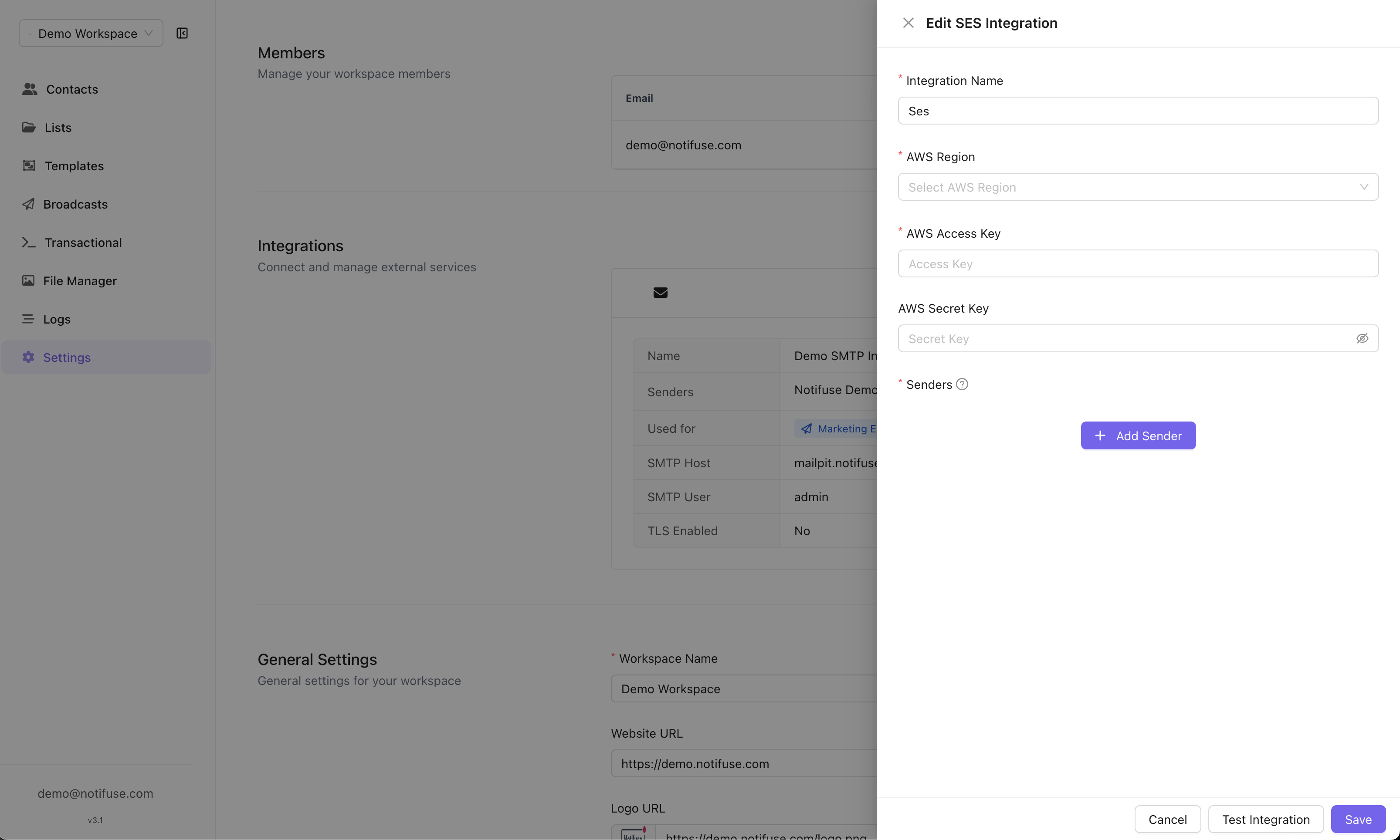 Amazon SES Integration Form