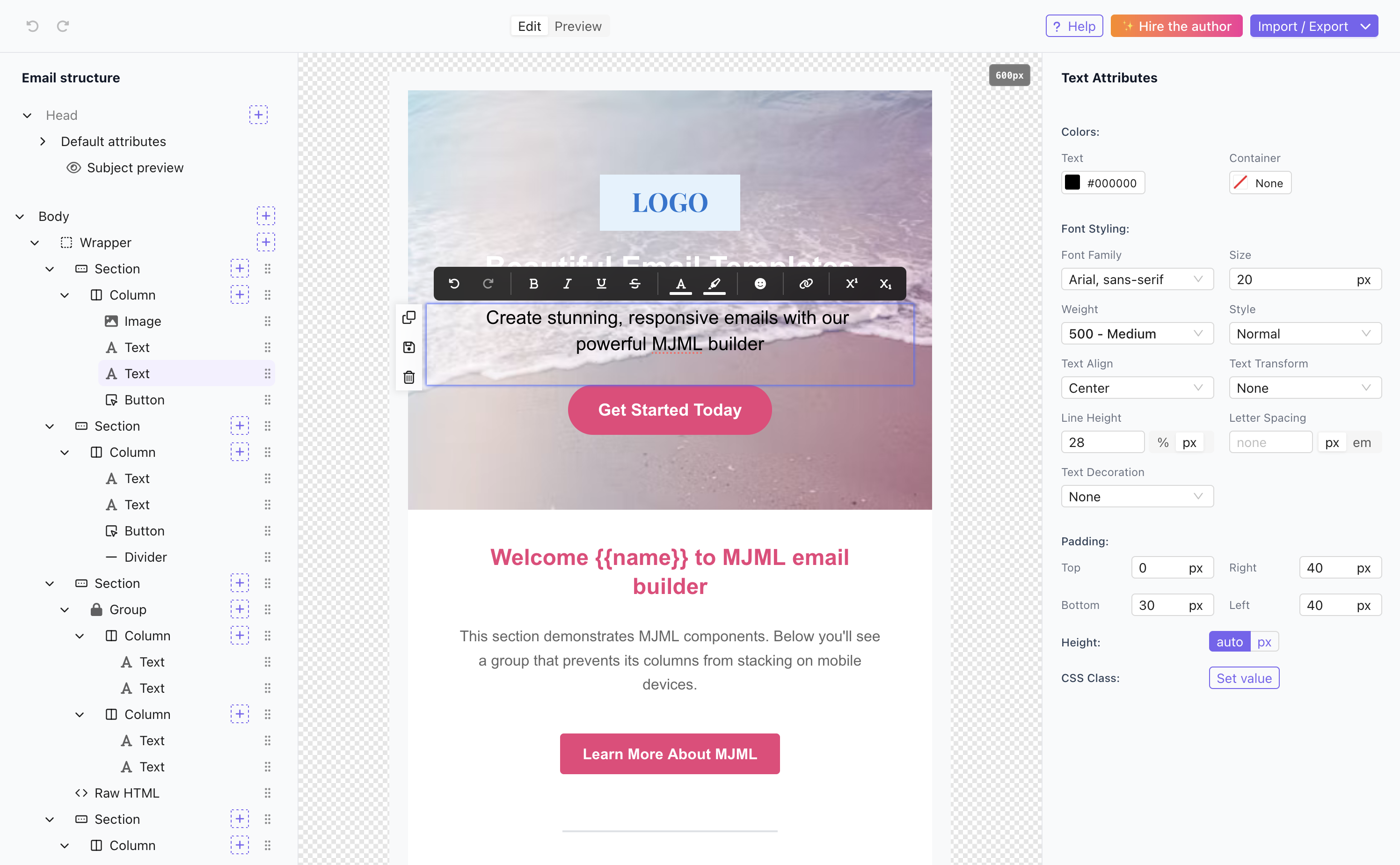 Notifuse Email Marketing Platform - Visual Email Builder