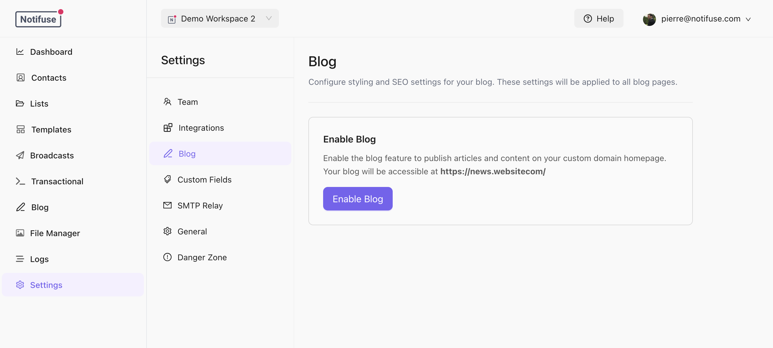 Setup - Notifuse Documentation