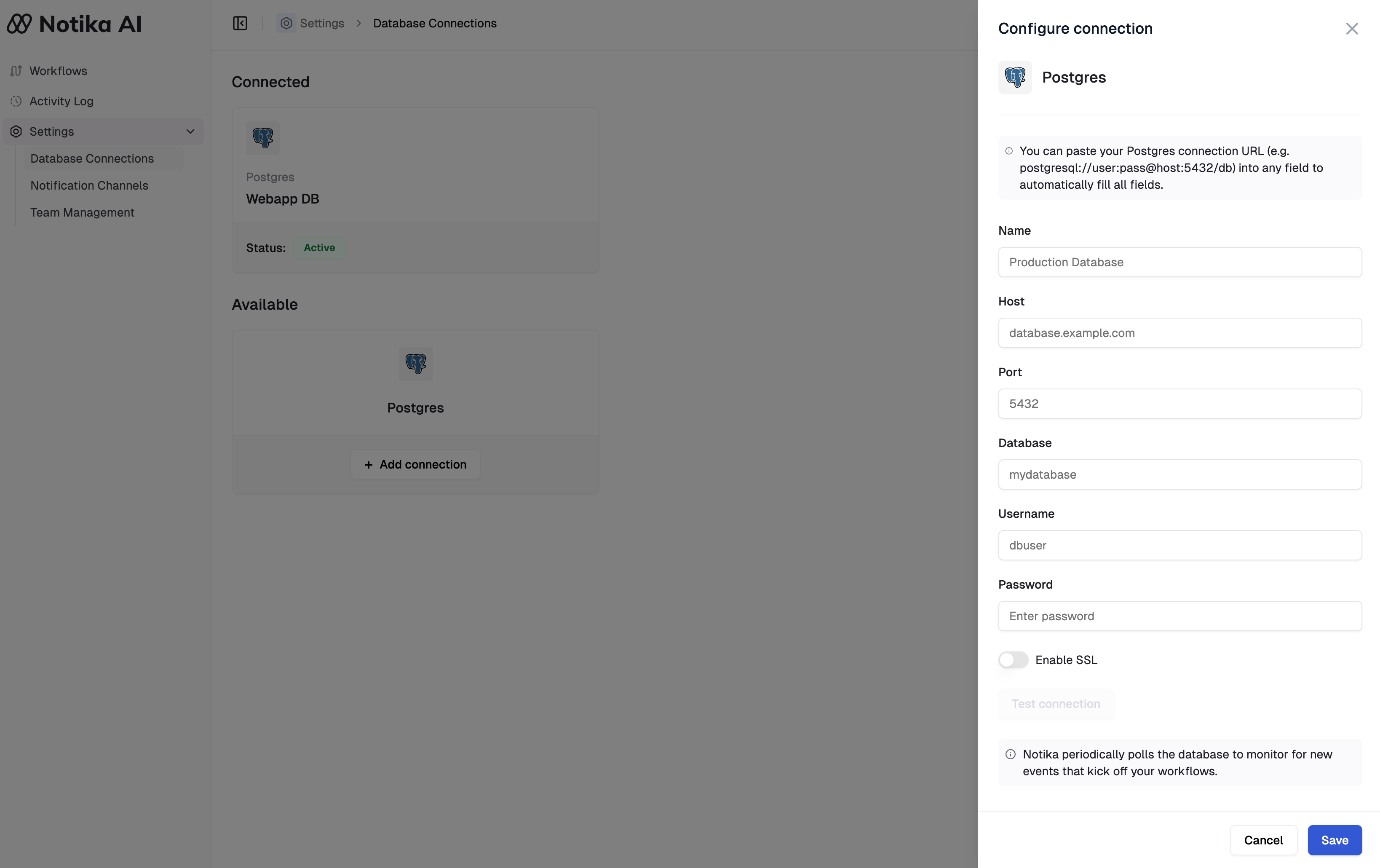 Configuring your Postgres database connection in Dreamlit
