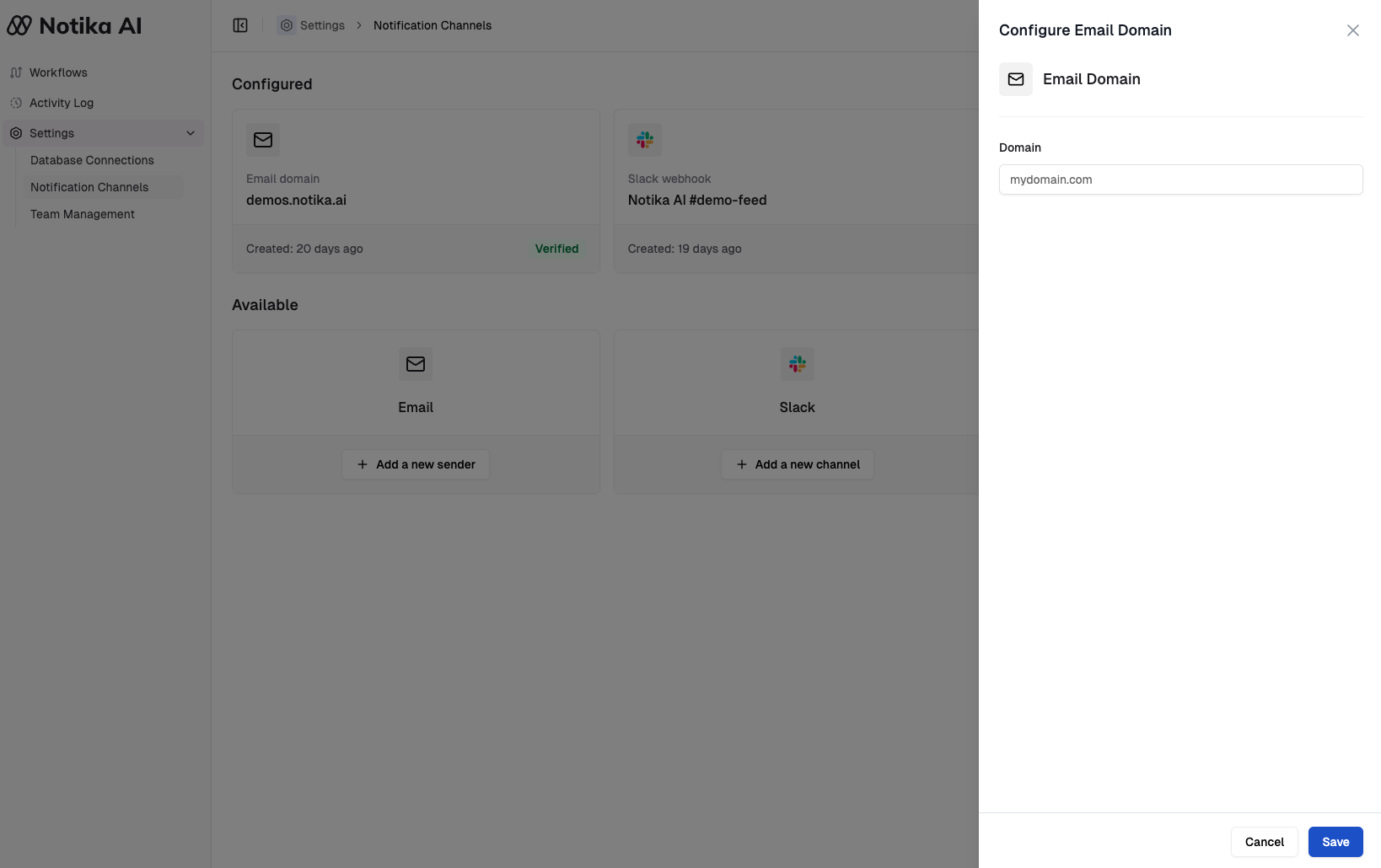 Configuring an email domain