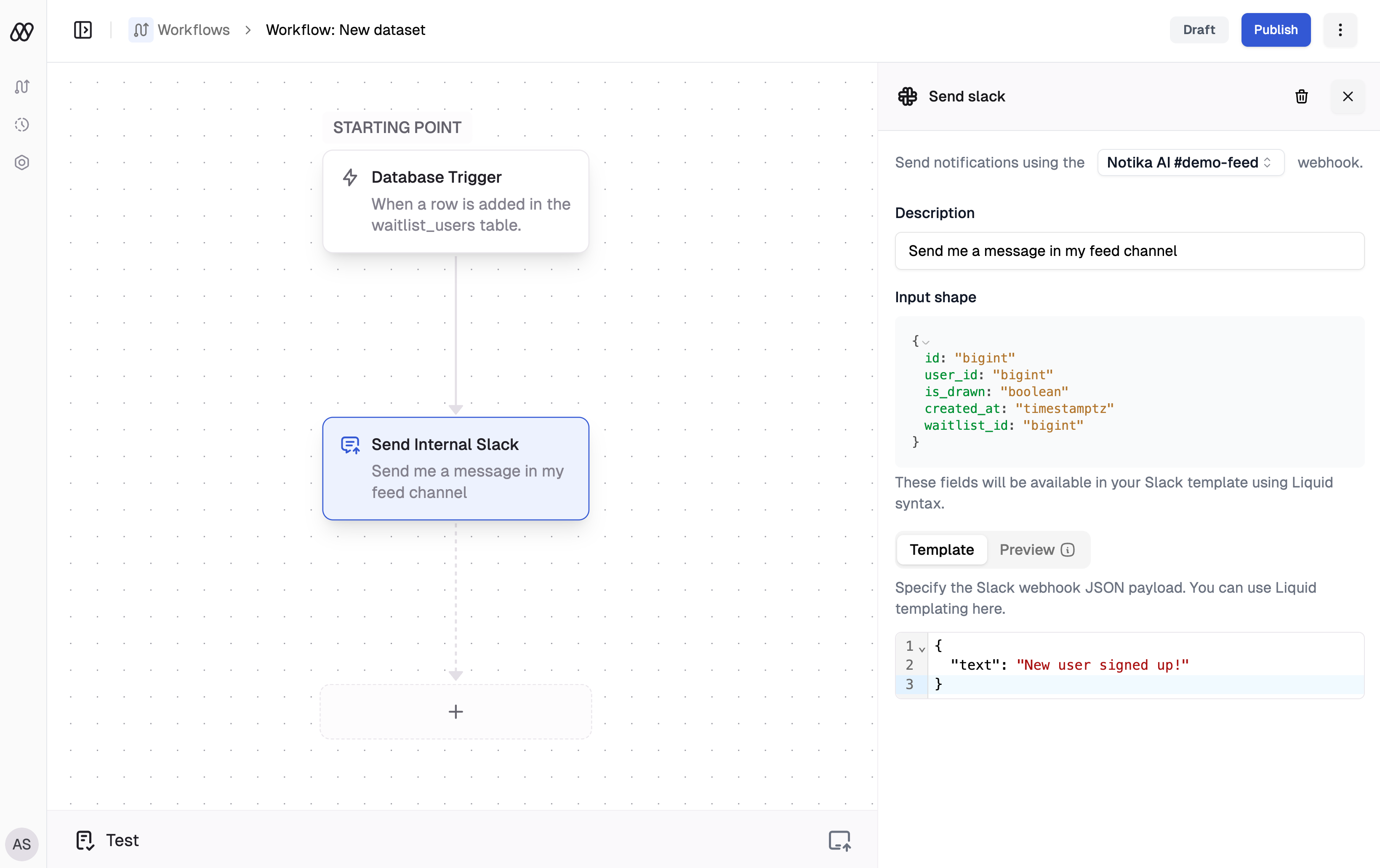 Slack step configuration slideover