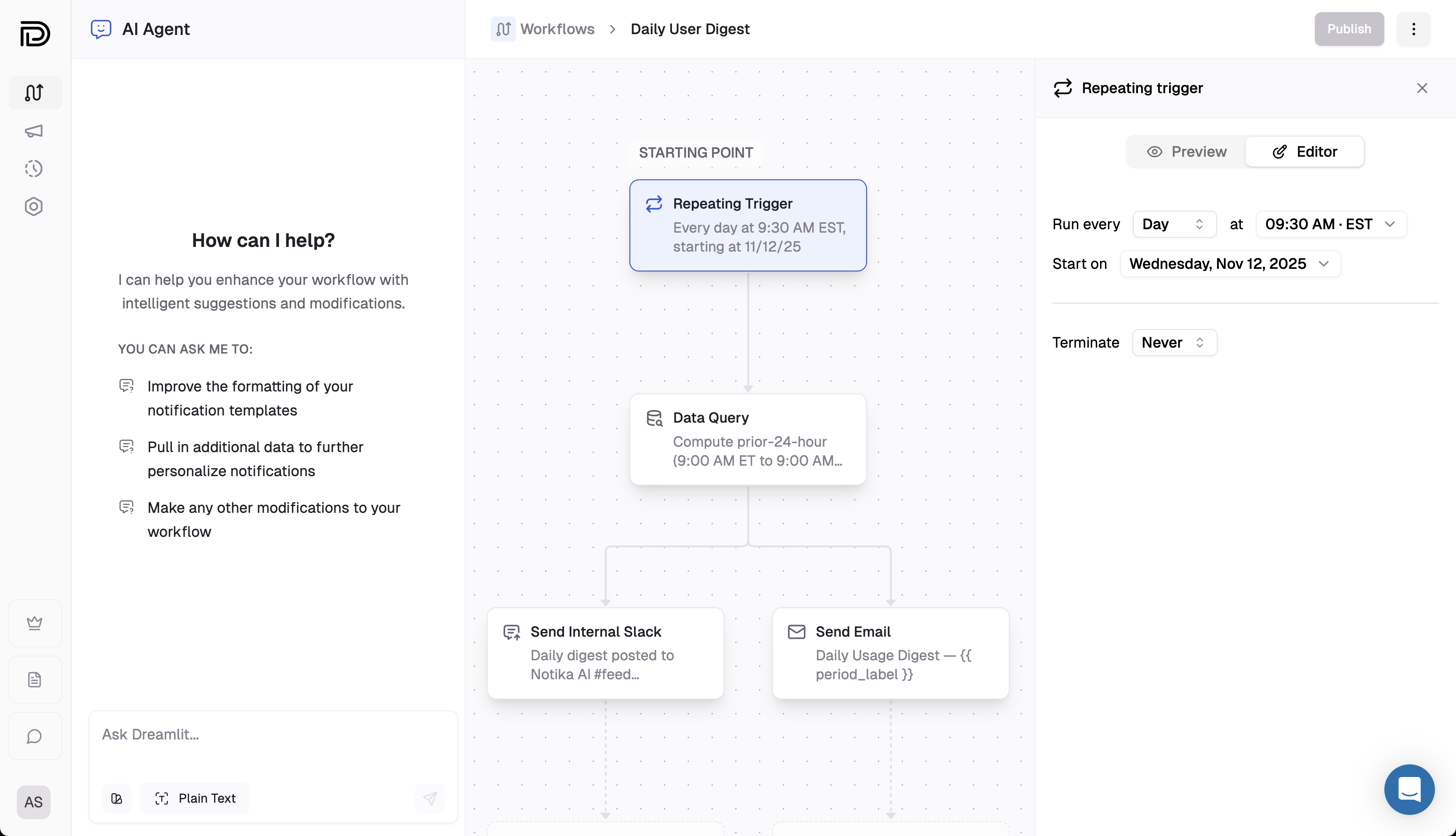Repeating trigger configuration