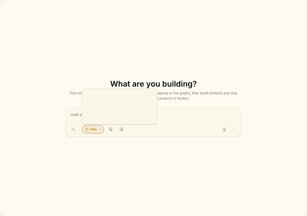 Conversation composer with Plan mode selected for shaping work