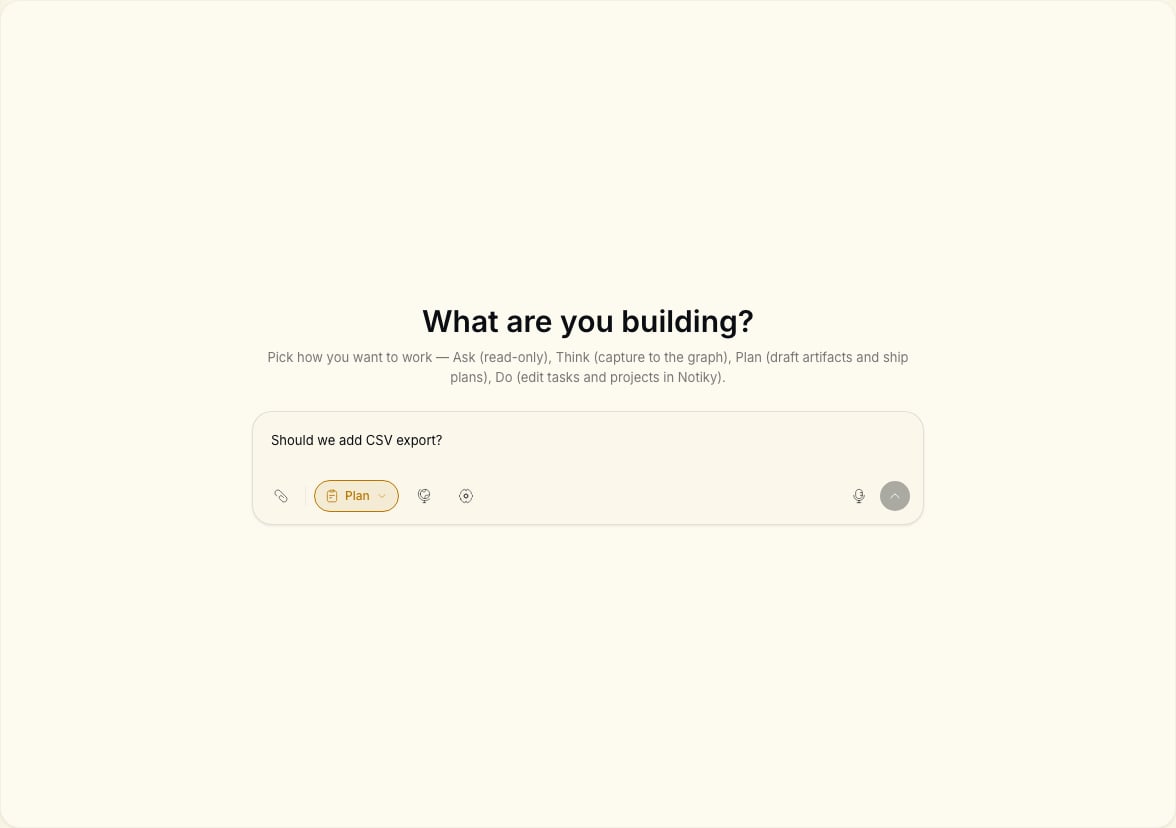 Conversation in Plan mode shaping a product decision