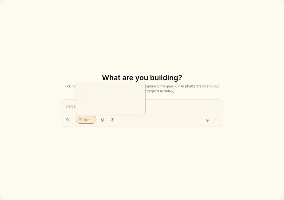 Conversation composer with Plan mode selected for shaping work