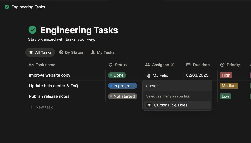 Assigning a task to the agent with a clear instruction