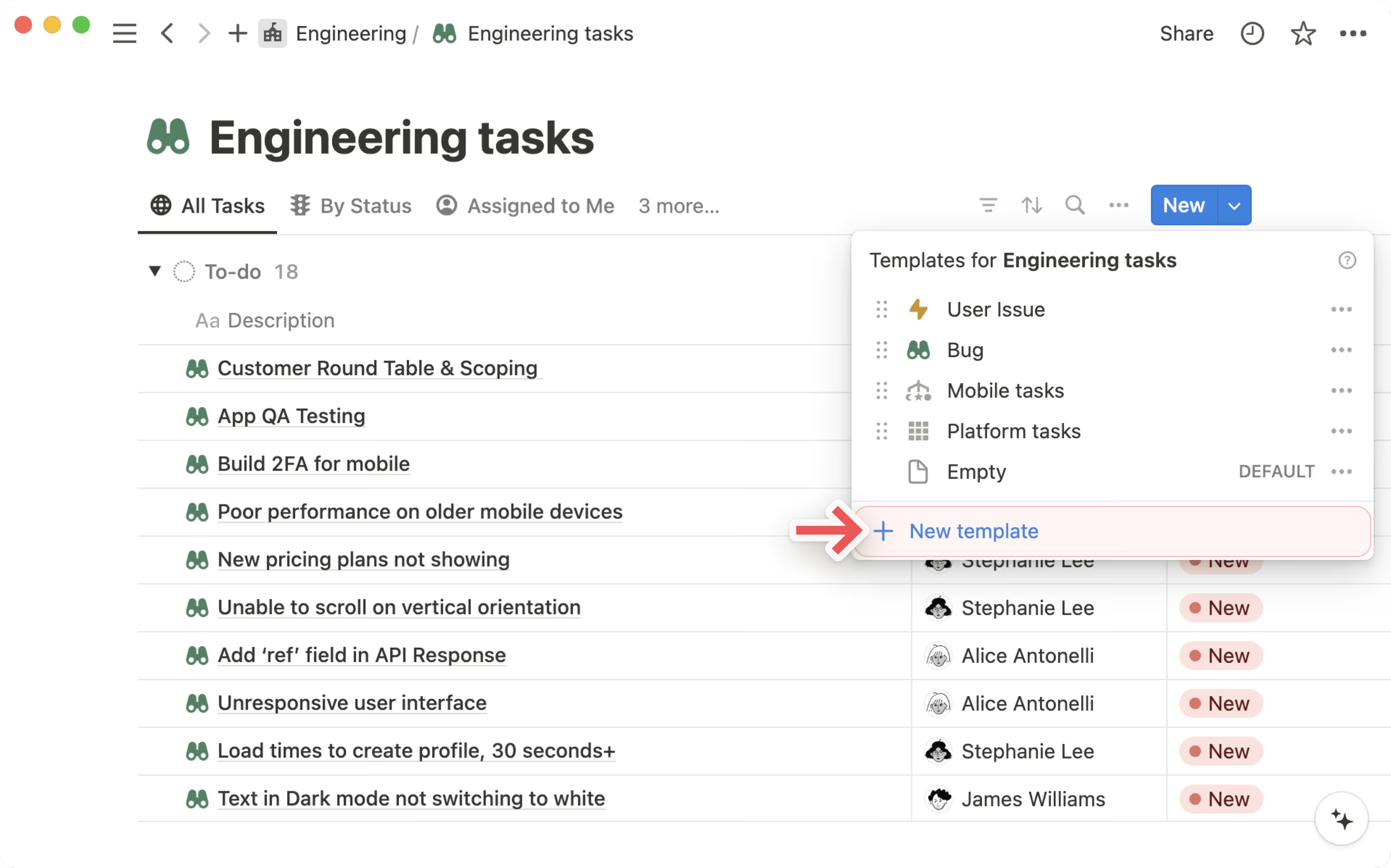 Notion Doc Example Creating pages from templates - Notion Docs