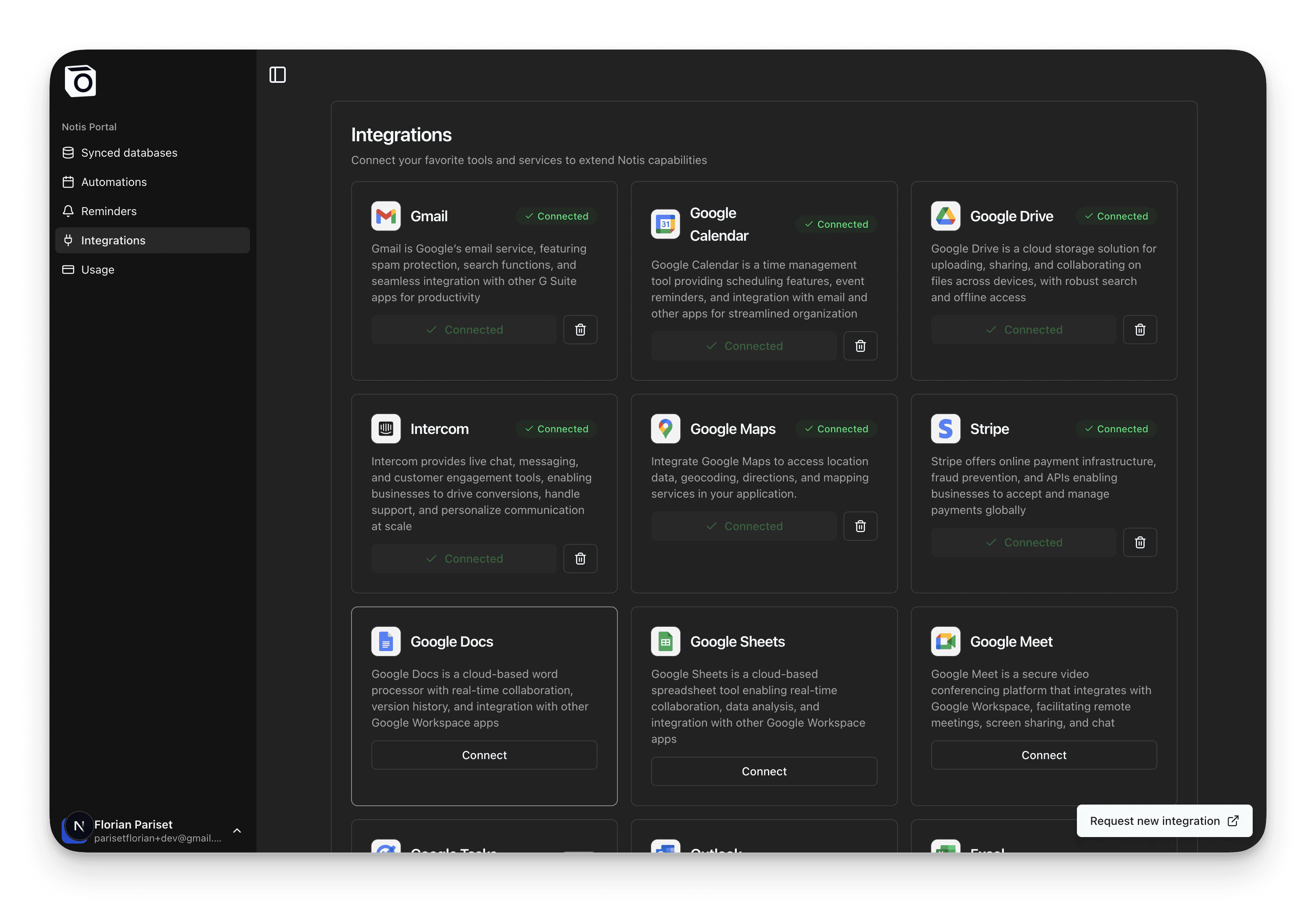 You can edit your integrations in the Integrations page in the portal or simply asking Notis