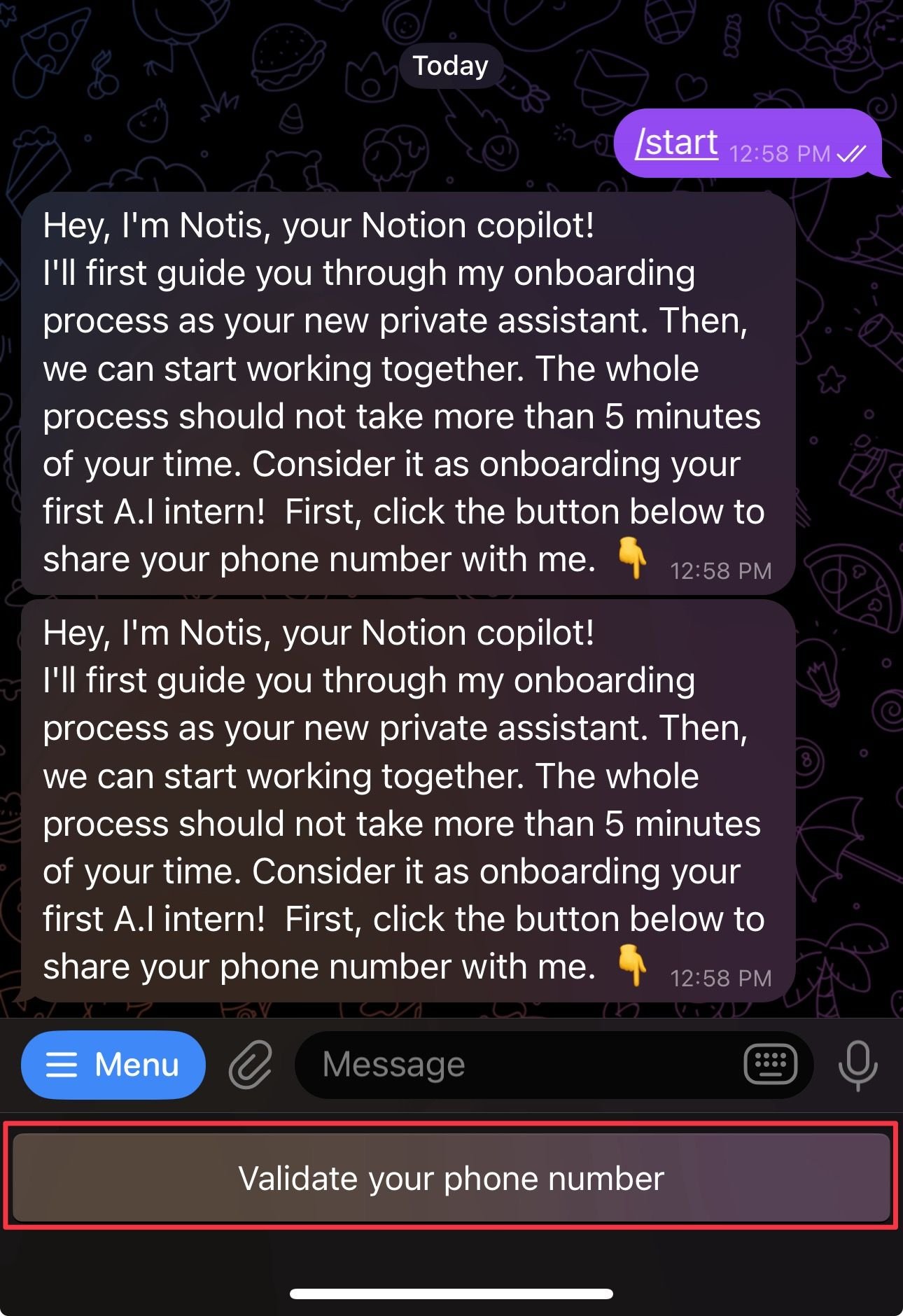 Vérification du numéro de téléphone dans Telegram