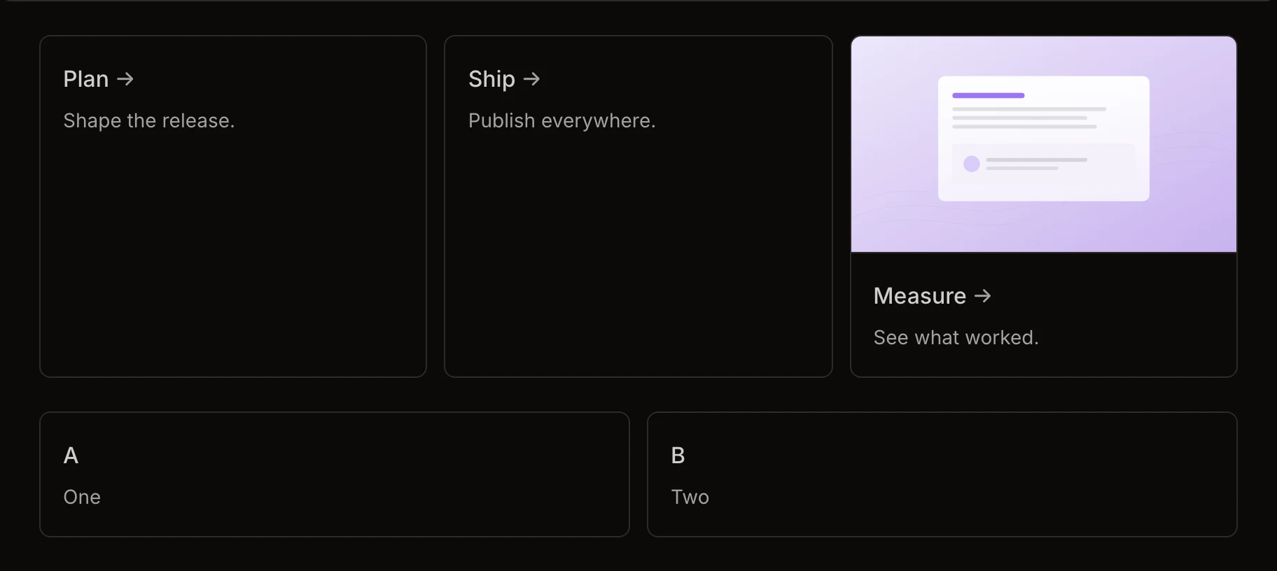 Three cards in a CardGroup on a Notra site