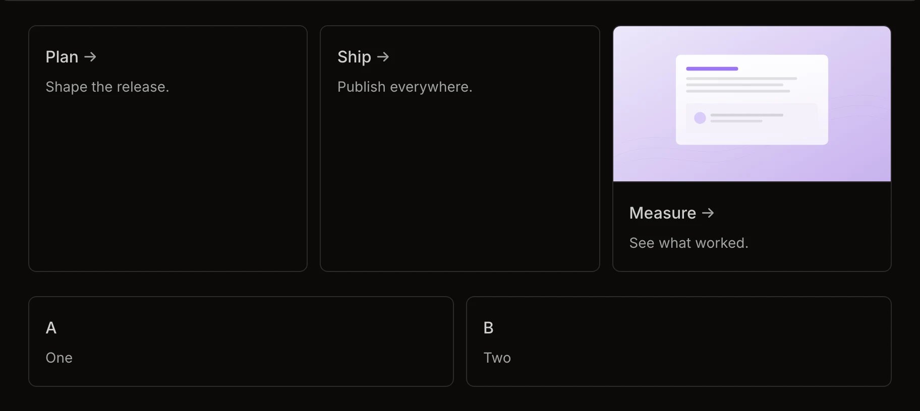 Three cards in a CardGroup on a Notra site
