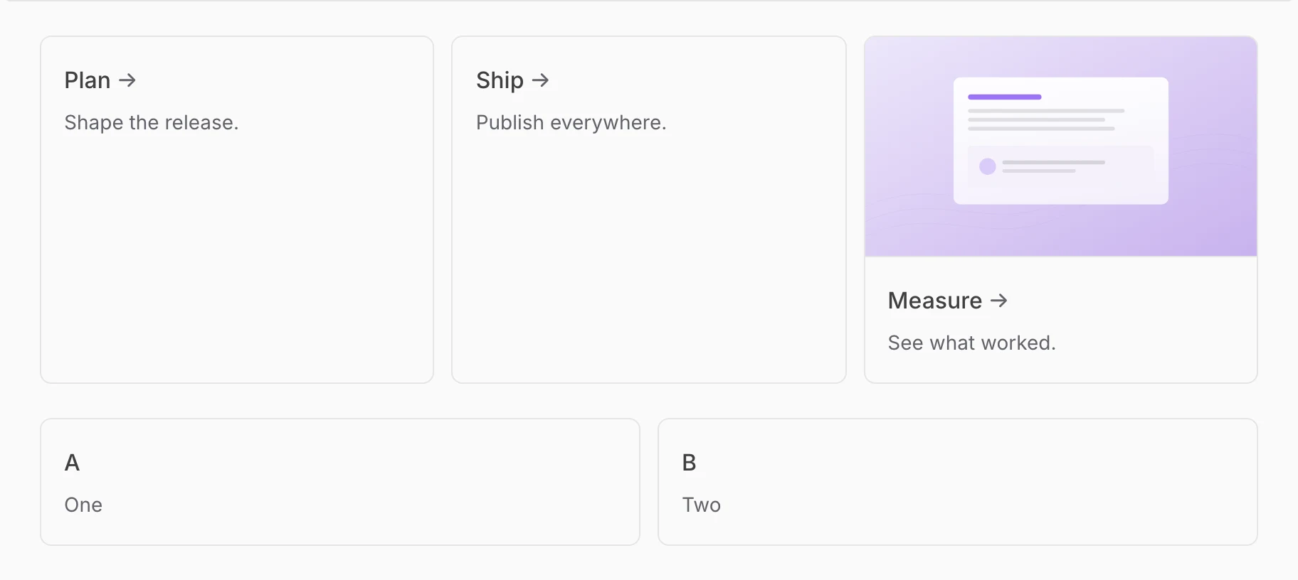 Three cards in a CardGroup on a Notra site