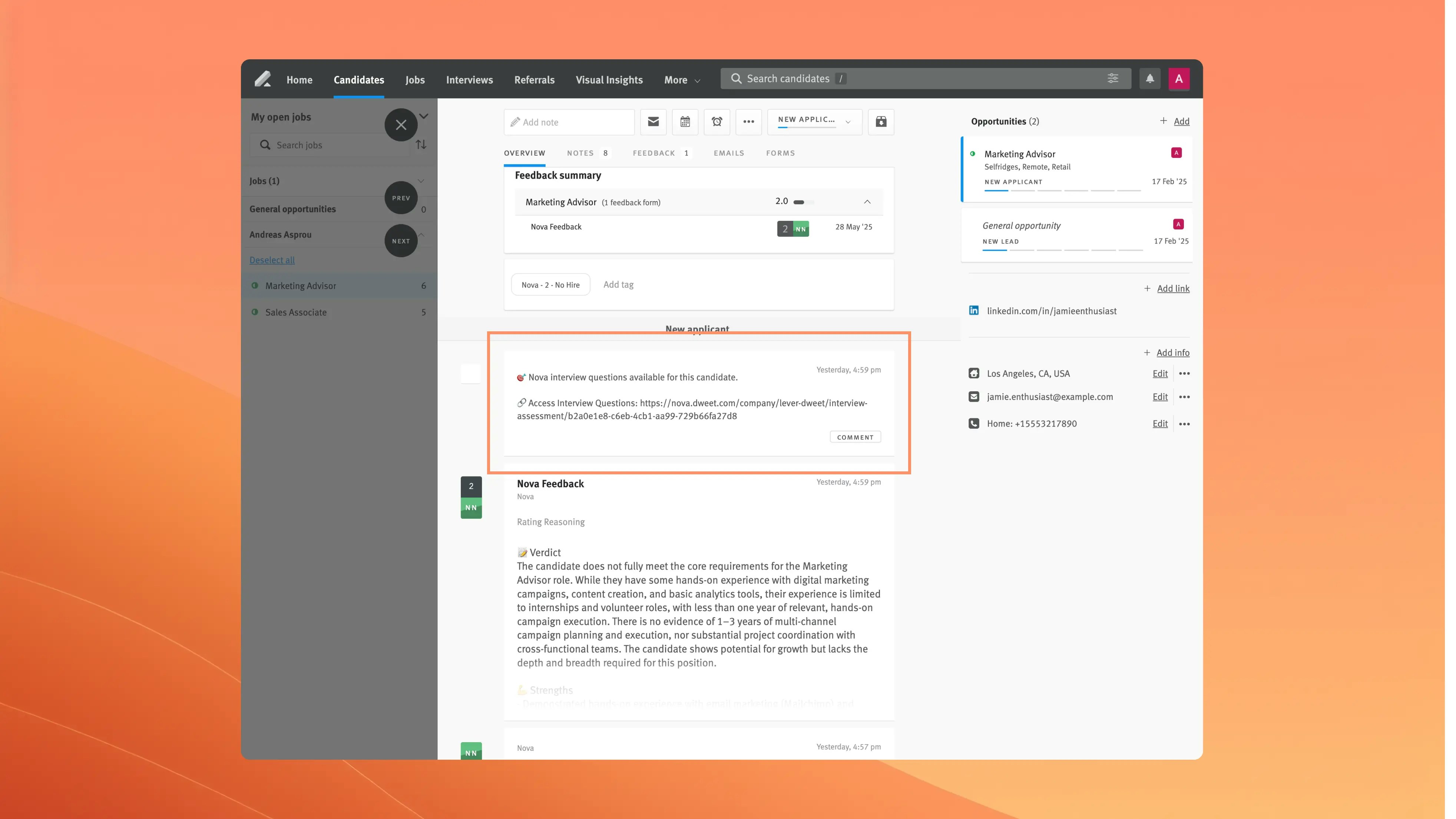 Nova Interview Questions in Lever