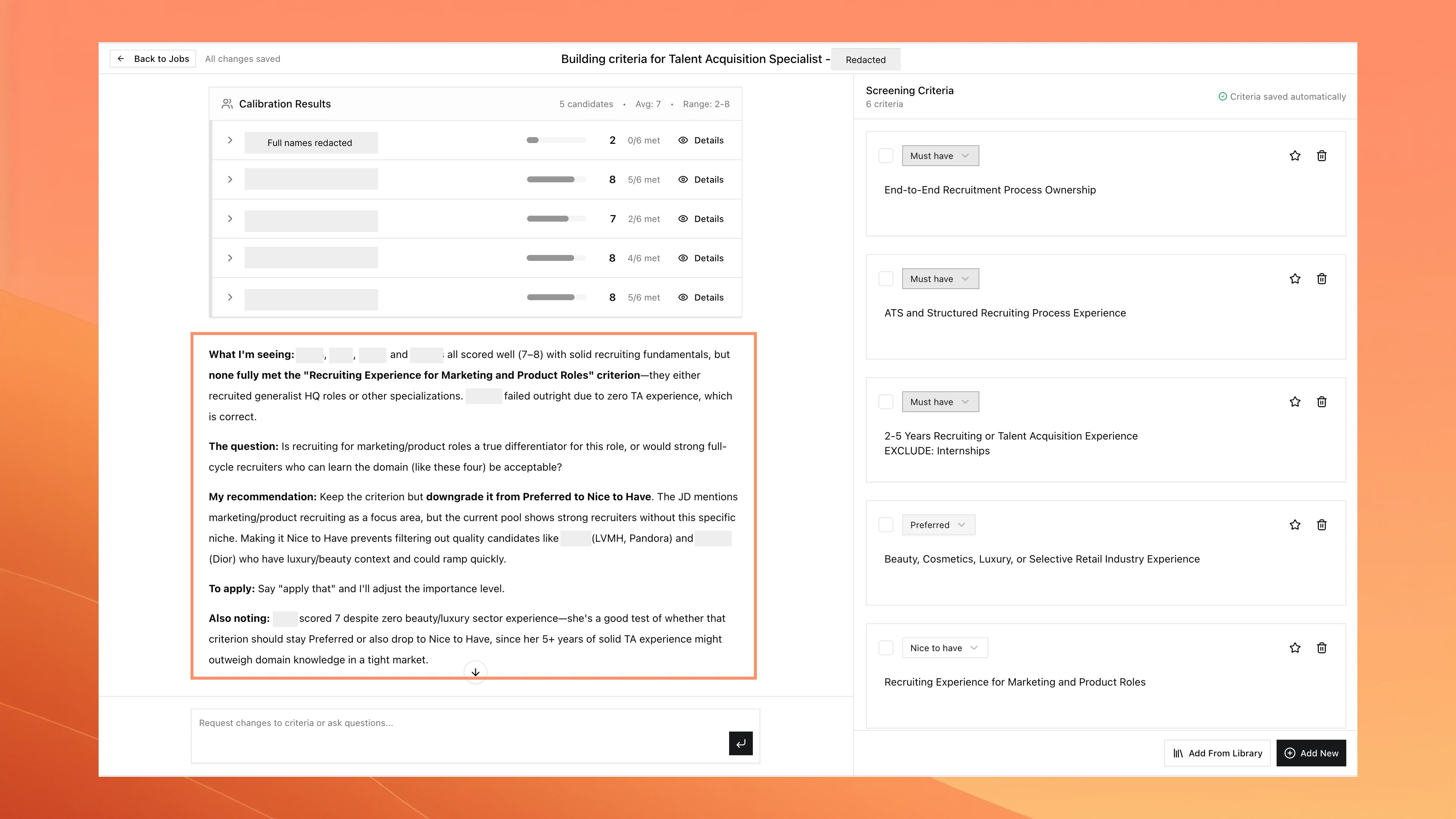 Calibration analysis referencing real resume details
