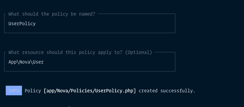 Create UserPolicy class