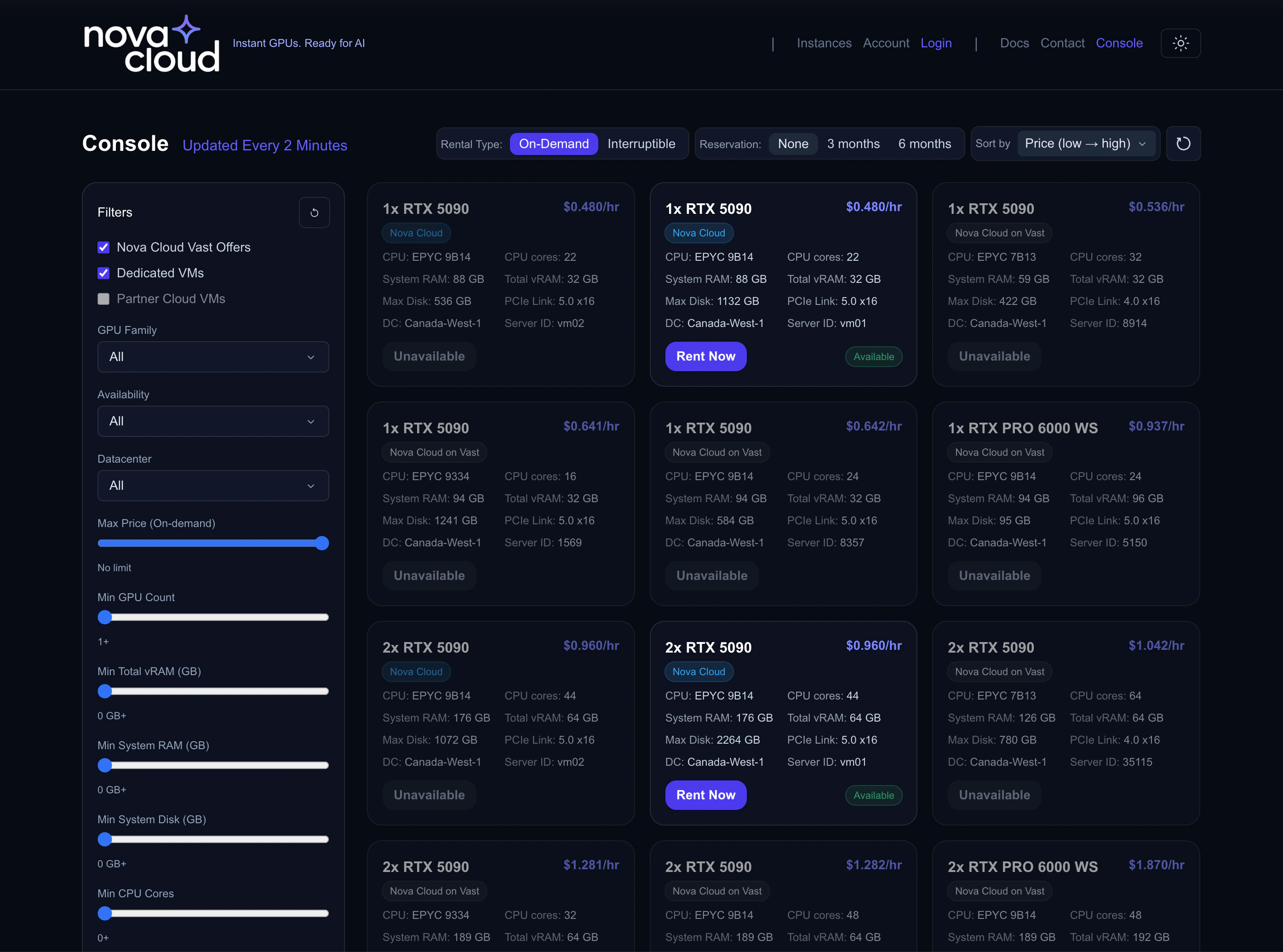 Nova Cloud marketplace overview