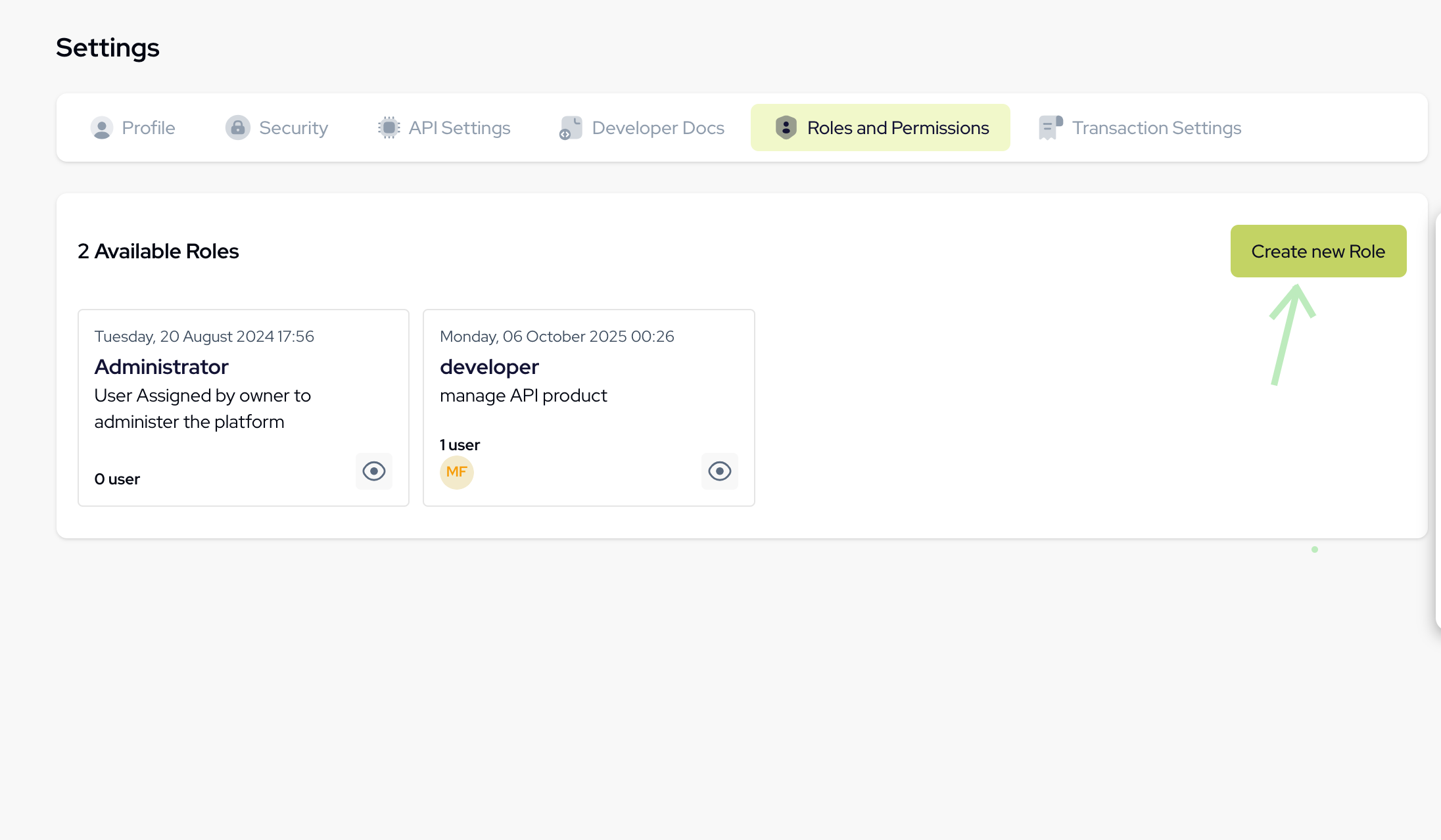Create a new role on Novac Dashboard