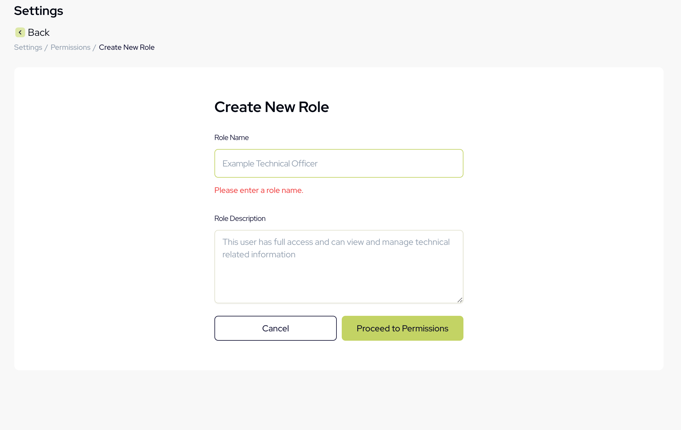 Proceed to role permissions on Novac Dashboard