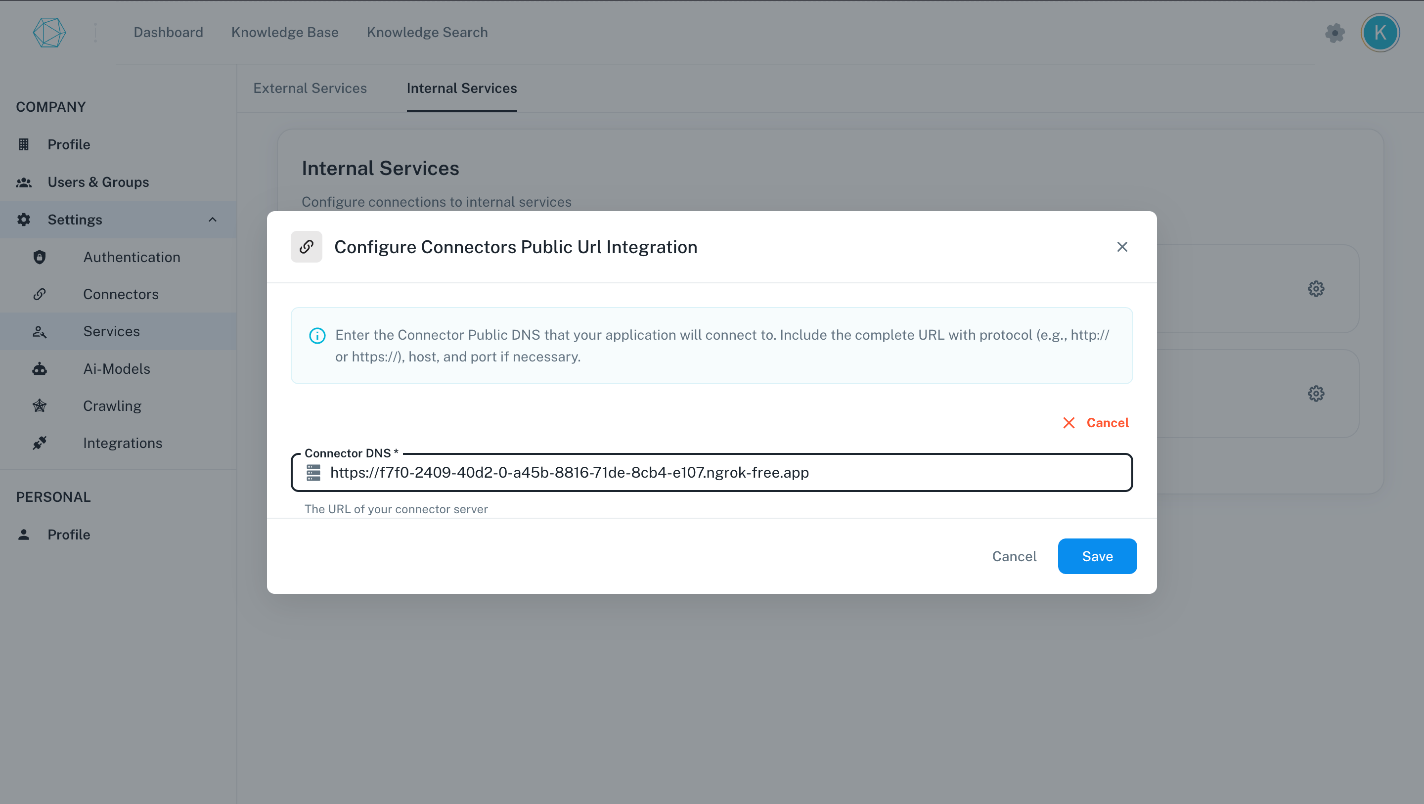 Google credentials individual config dialog