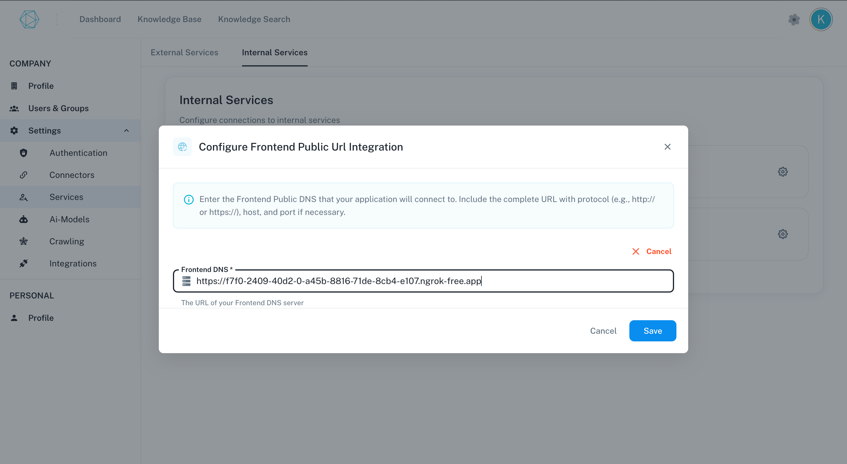 Google credentials individual config dialog