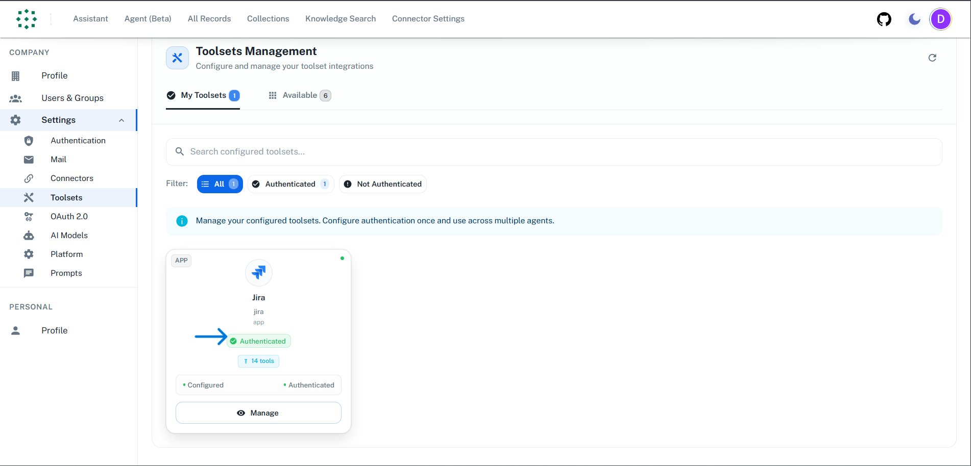Authenticated Toolset