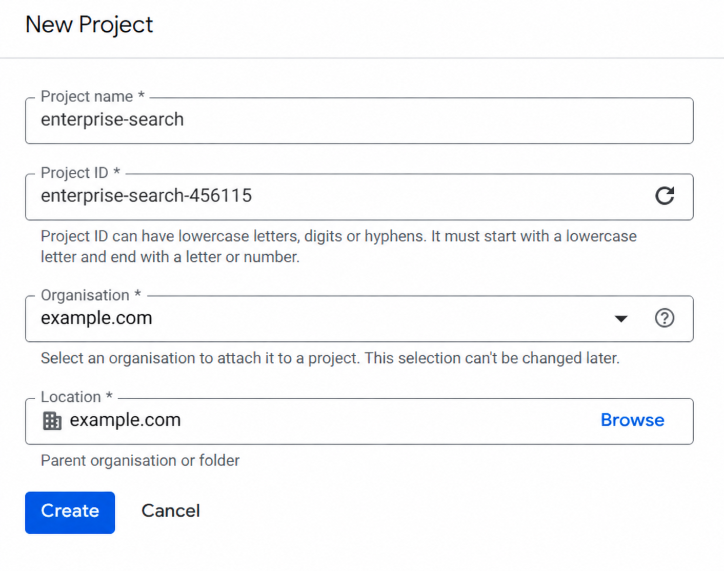 Google Cloud Projekt für Gmail auswählen