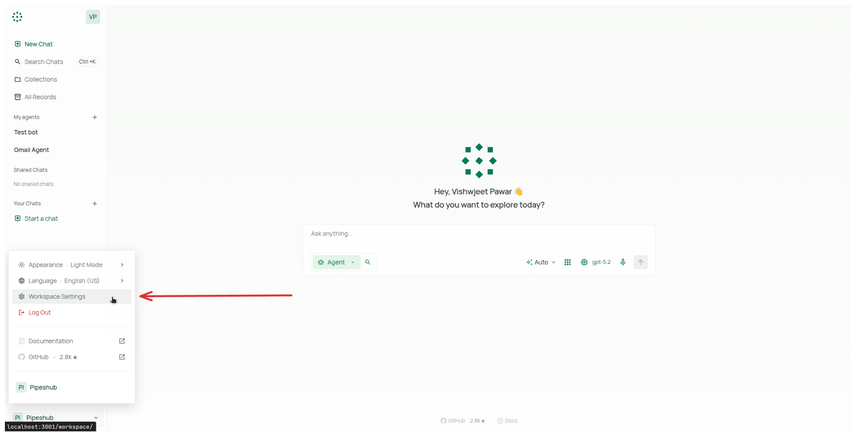 Go to Workspace Settings