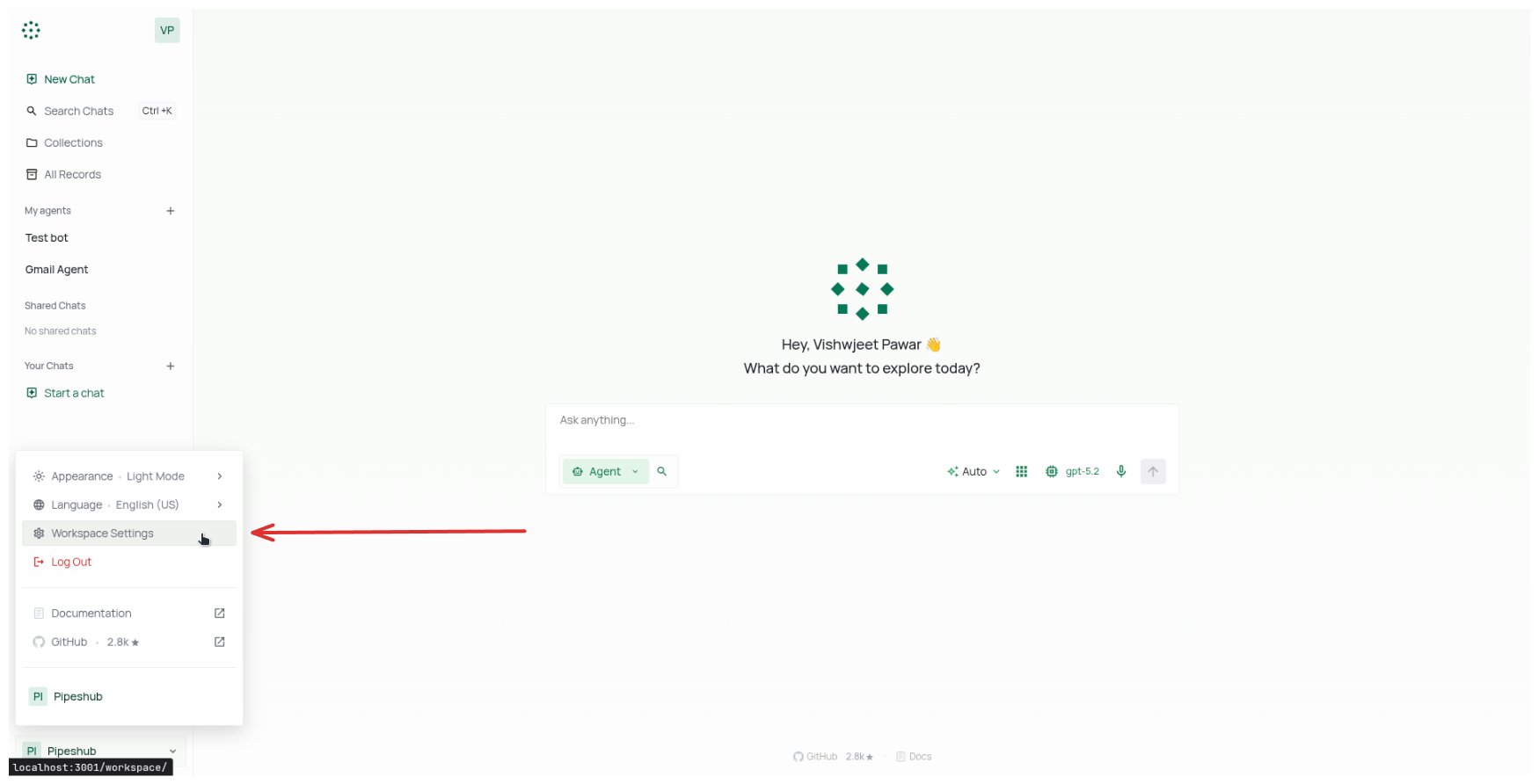 Go to Workspace Settings