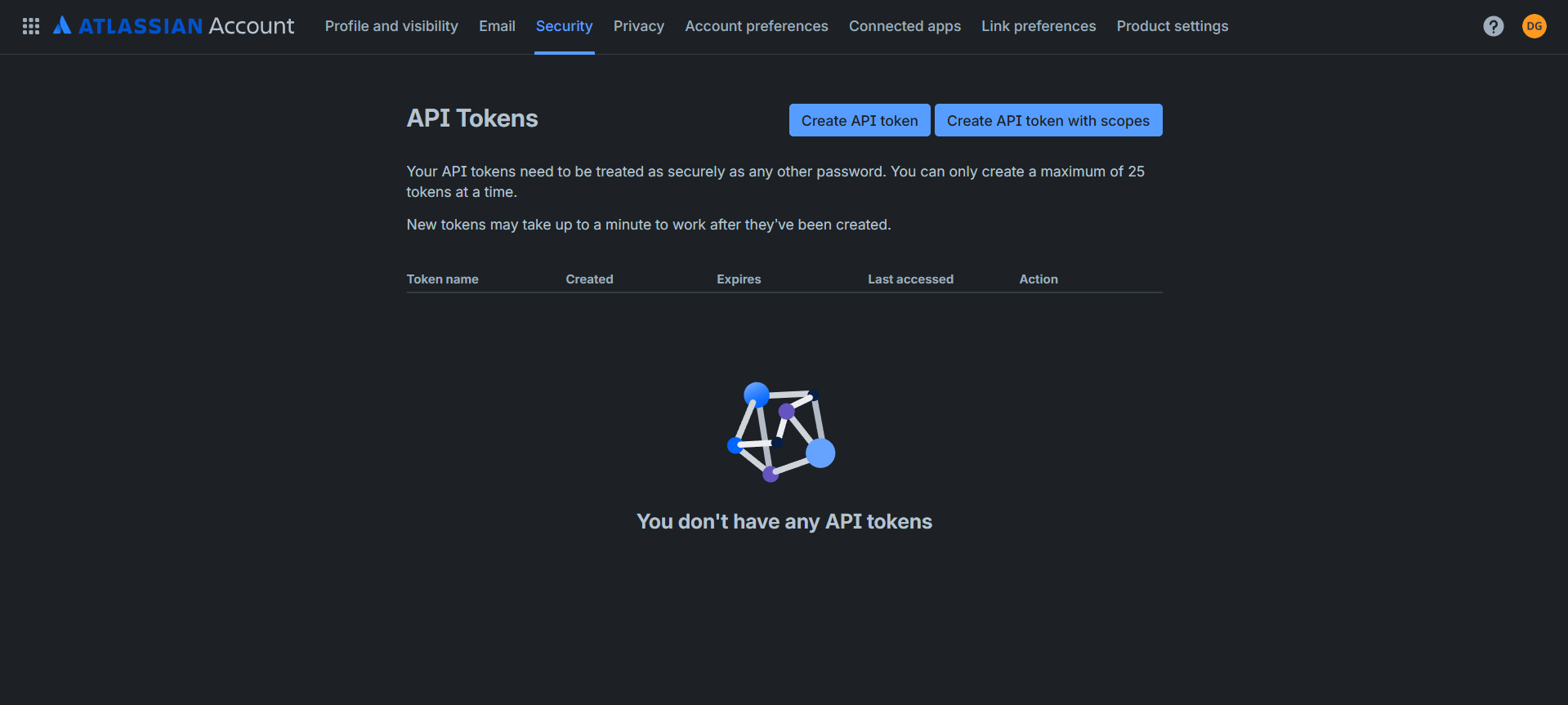 Atlassian Create API token dialog