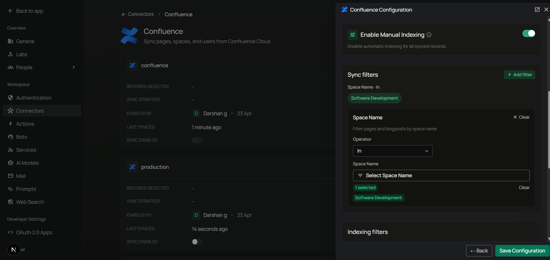 Confluence Filters Configuration