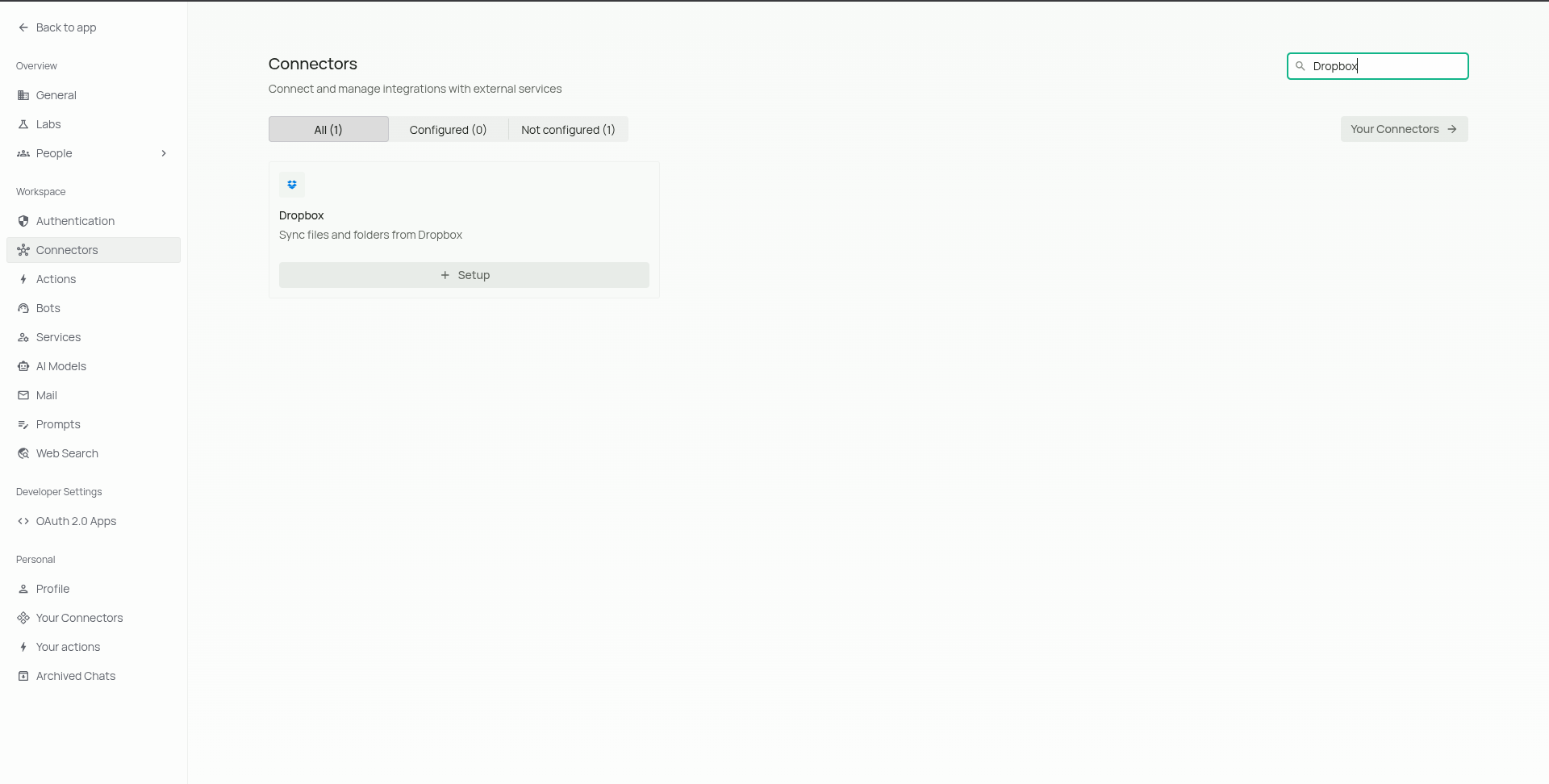 Search for Dropbox connector