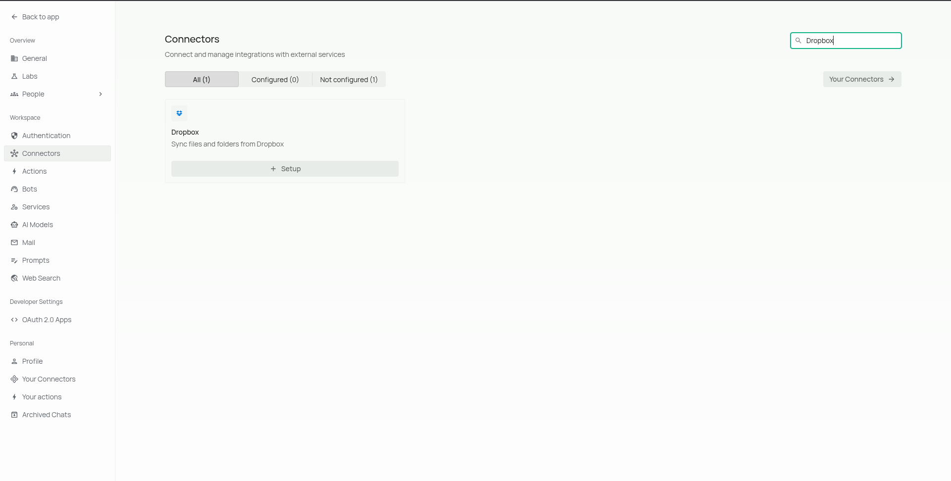 Search for Dropbox connector