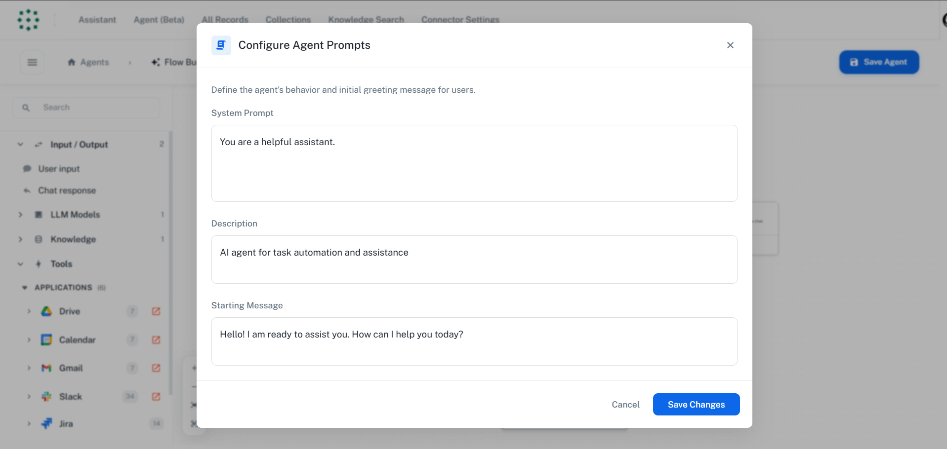 Agent Core Configuration Dialog