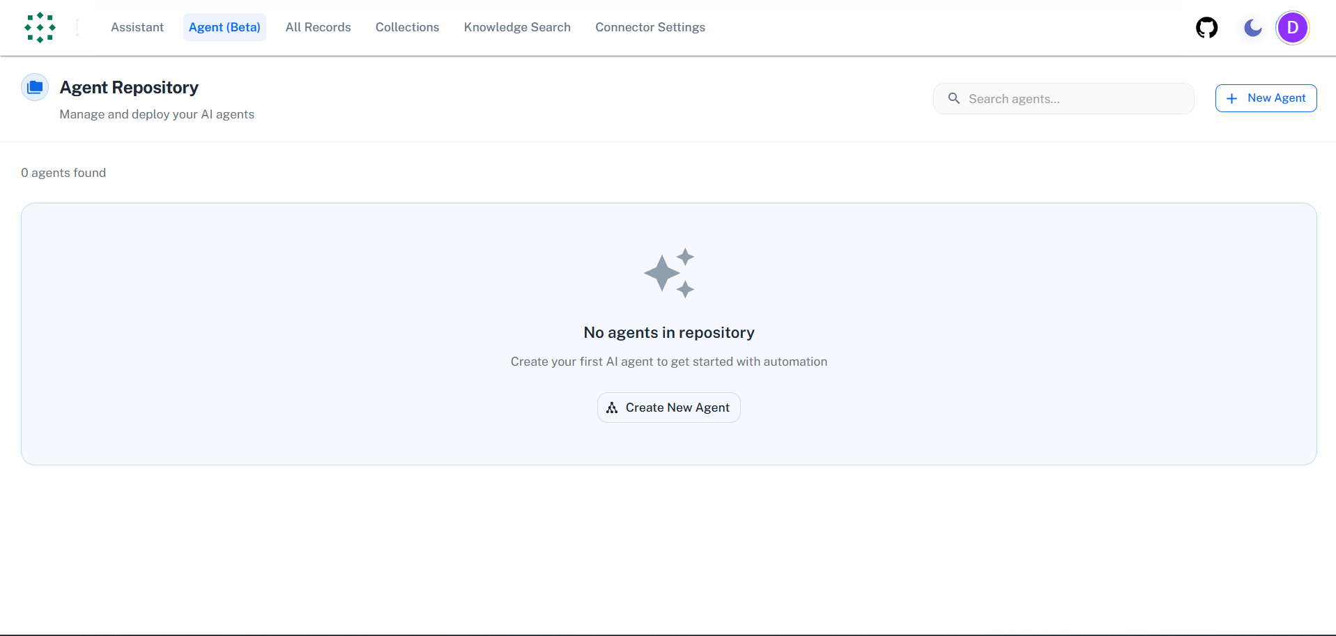 Navigate to Agents in sidebar