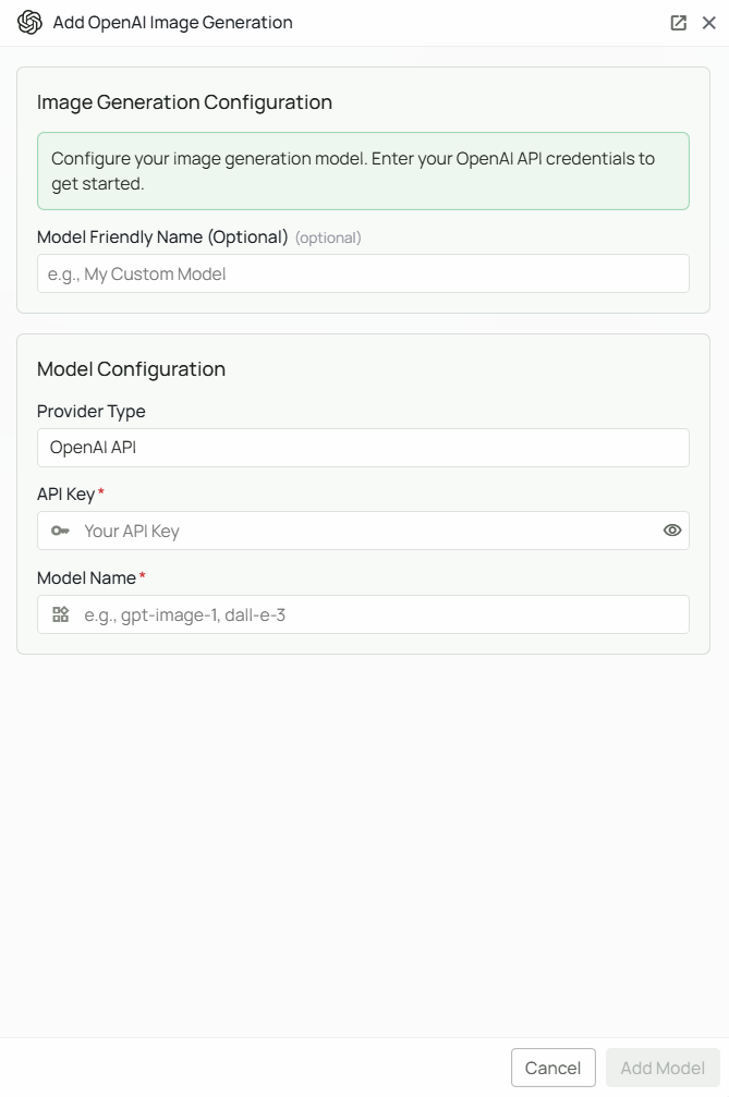 OpenAI Image Generation Configuration Interface