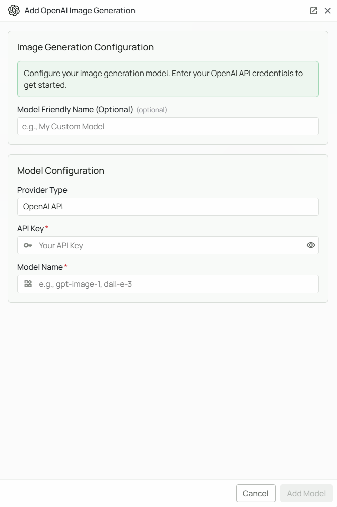 OpenAI Image Generation Configuration Interface