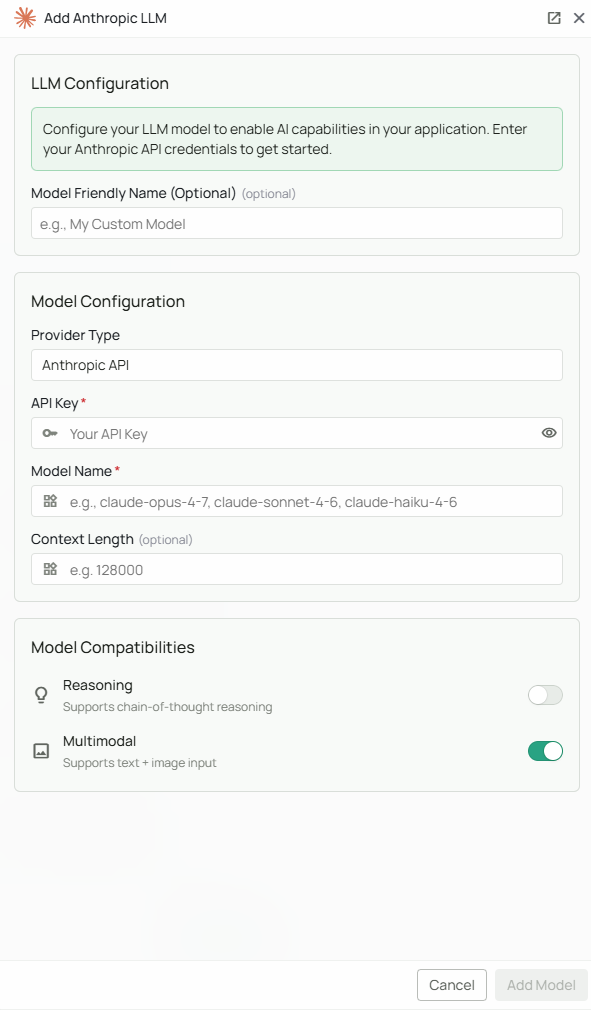 Anthropic Configuration Interface