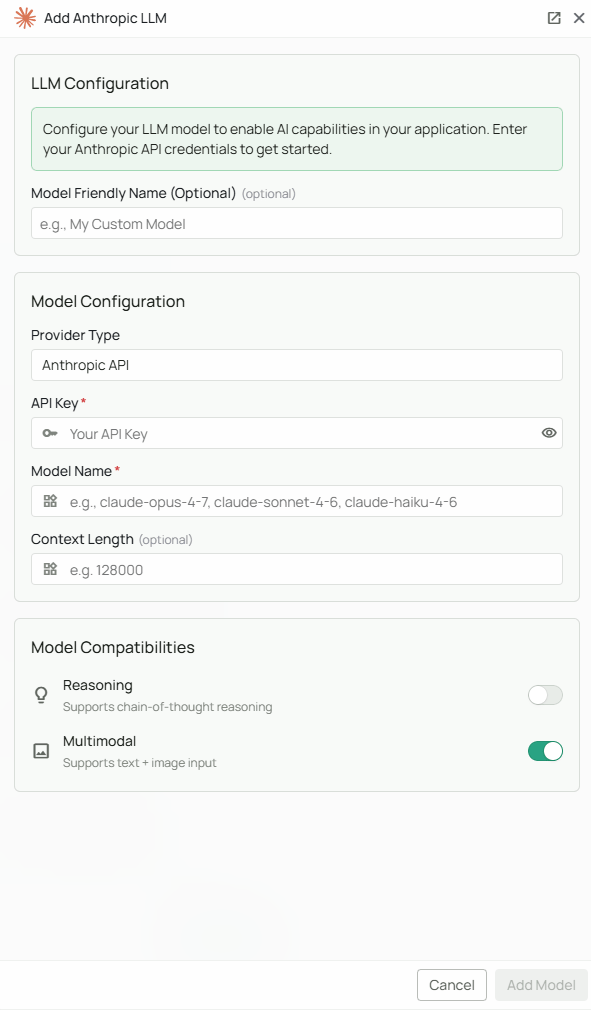Anthropic Configuration Interface
