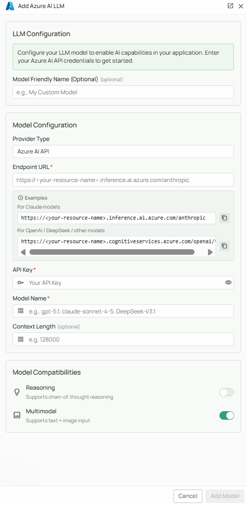Azure AI Configuration Interface