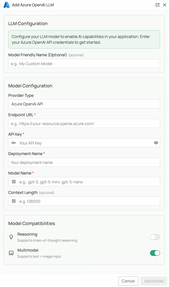 Azure OpenAI Configuration Interface