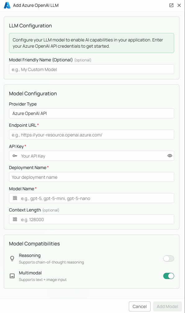 Azure OpenAI Configuration Interface