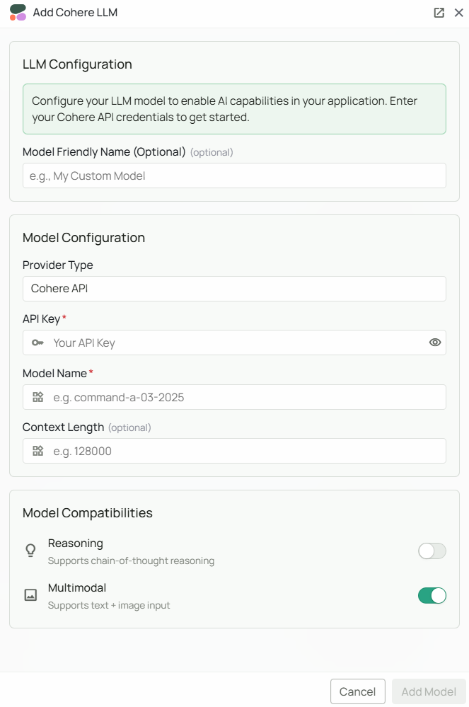 Cohere Configuration Interface