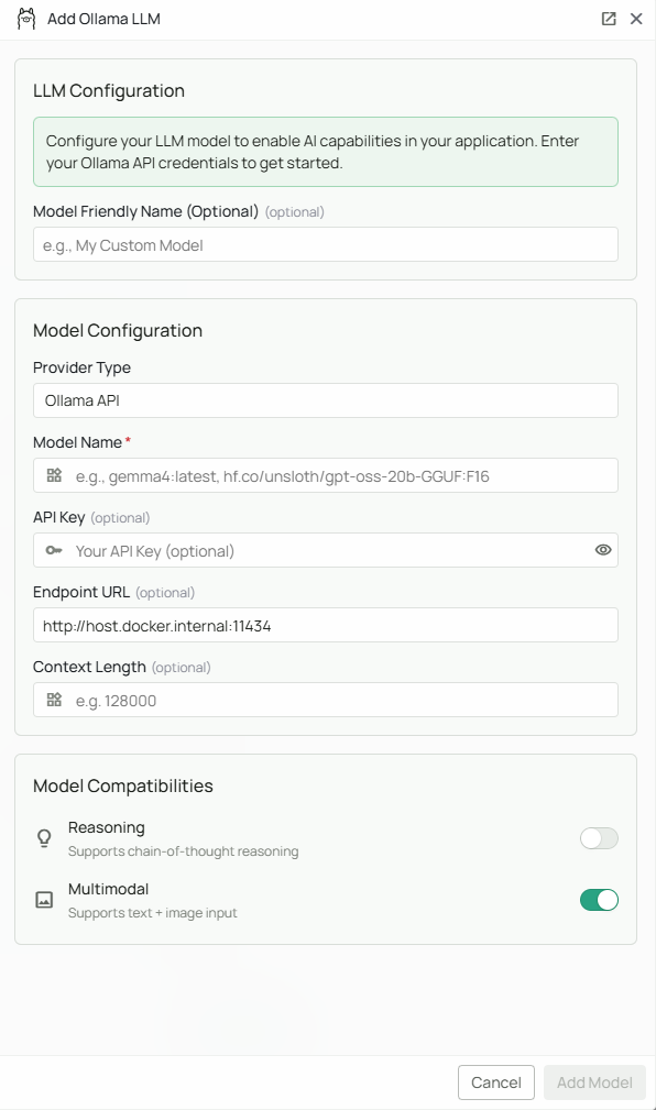 Ollama Configuration Interface