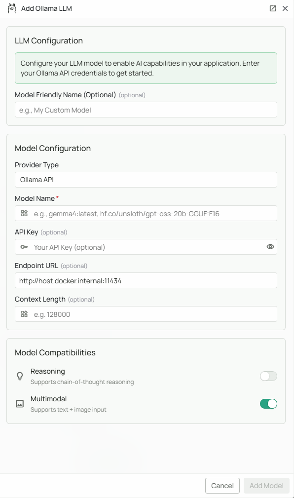 Ollama Configuration Interface