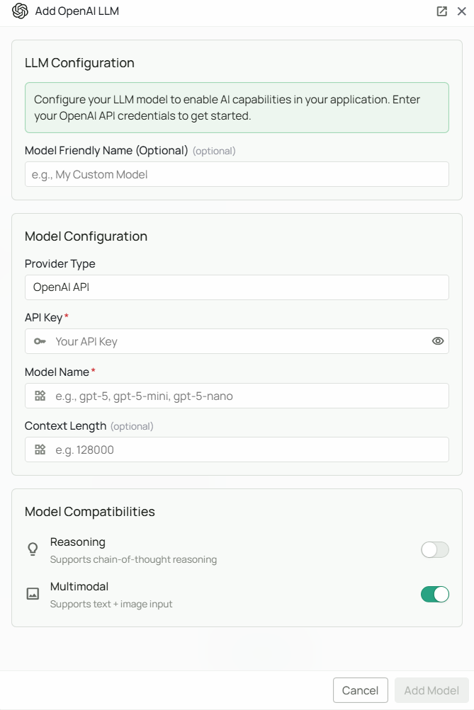 OpenAI Configuration Interface