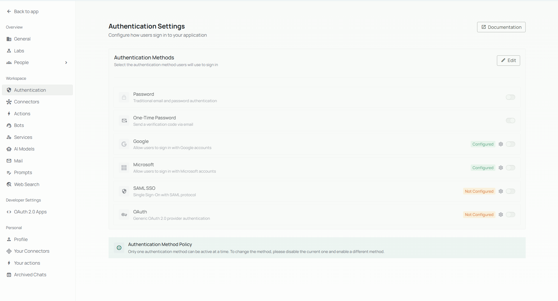 Auth methods