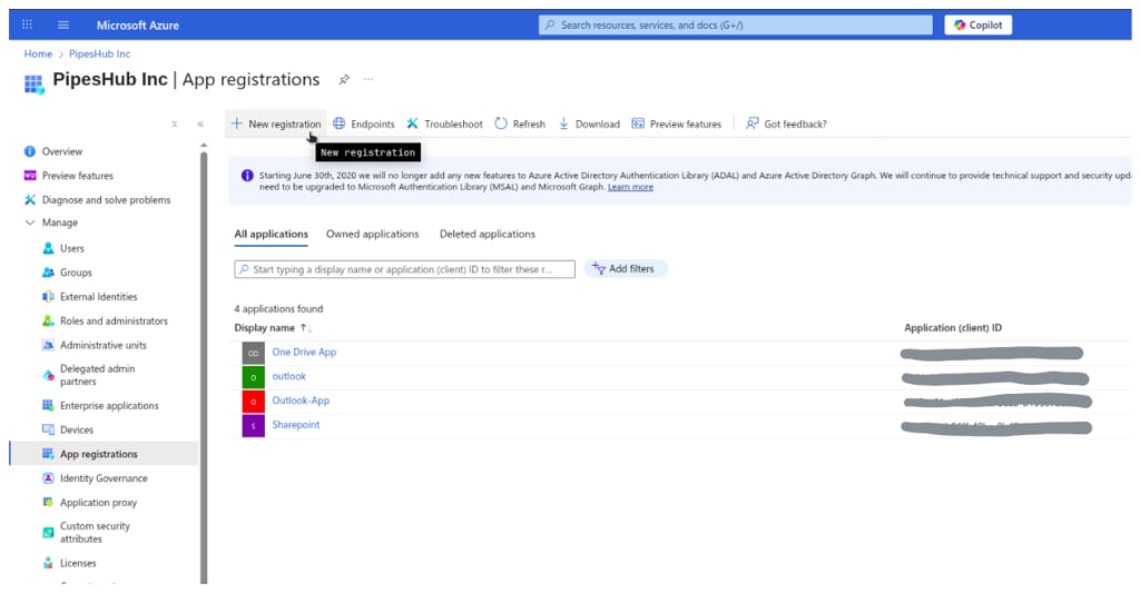 Azure Portal: Register an application form in Microsoft Entra ID